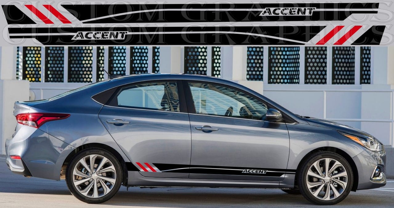 Stripes Compatible with Hyundai Accent Unique Design Vinyl
