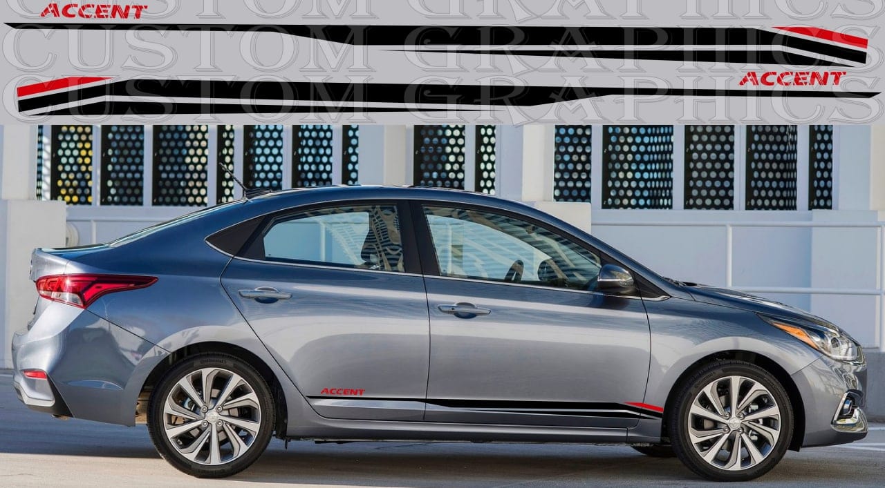 Stripes Compatible with Hyundai Accent 2 Color Design Vinyl