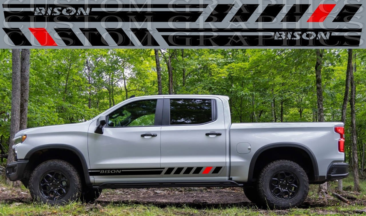 Vinyl Sticker Compatible With Chevrolet Silverado ZR2 Bison New Line Design
