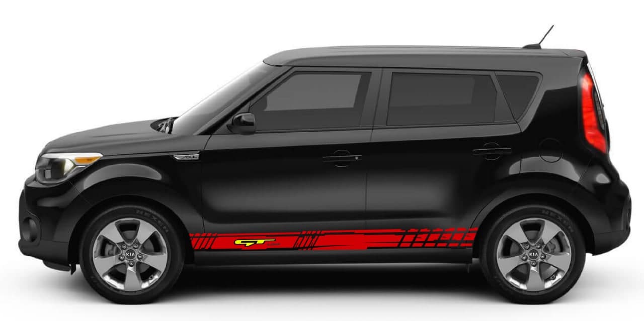 Vinyl Graphics Classic 2 colors Line Design Decal Sticker Vinyl Side Racing Stripes Compatible with Kia Soul