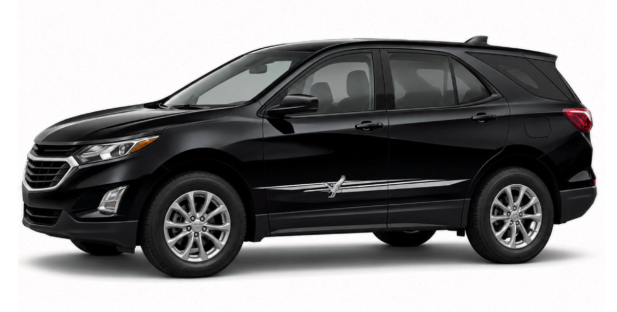 A black Ford Explorer SUV shown from a side profile view against a clean white background.