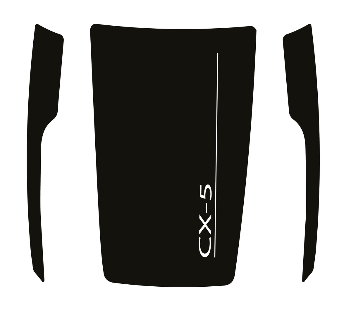 Three black vinyl decal stickers for a Honda CX-5, including a large center panel with vertical white 'CX-5' text and two matching side panels, shown on a plain white background.