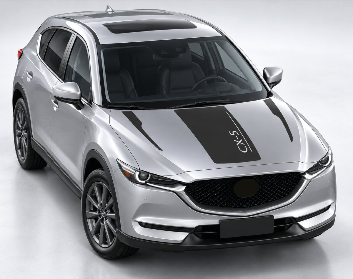 Hood Vinyl Decal Kit Compatible with Mazda CX-5 – Classic 3-Piece Racing Stripes