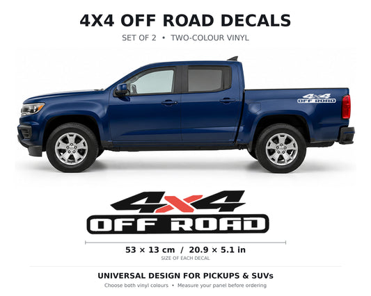 Universal 4x4 Off Road Decals for Pickup Trucks | 2-Color Bedside Stickers