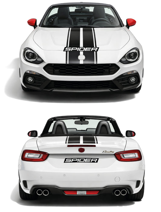 Hood Decals White convertible car with 'Spider' branding on a white background
