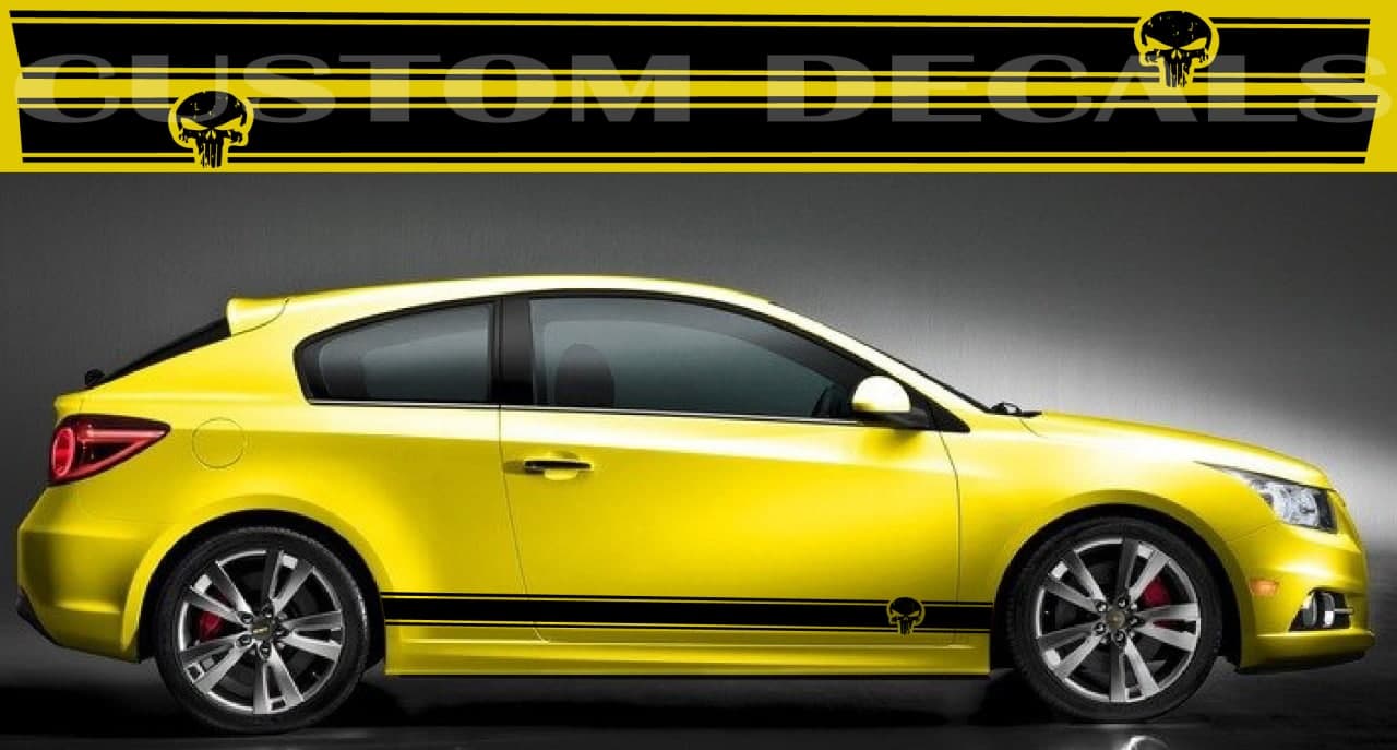 Premium Quality Stickers Compatible With Chevy Cruze New Skull Classic Line Design