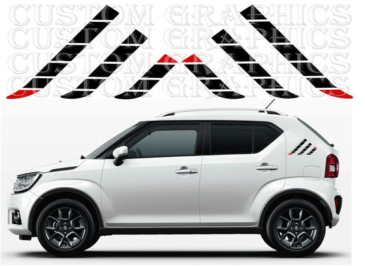 Suzuki Ignis vinyl racing stripe decal design preview with side graphics