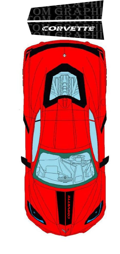 Premium Vinyl Hood Sticker Compatible With Chevrolet Corvette C8 Stingray Style Design