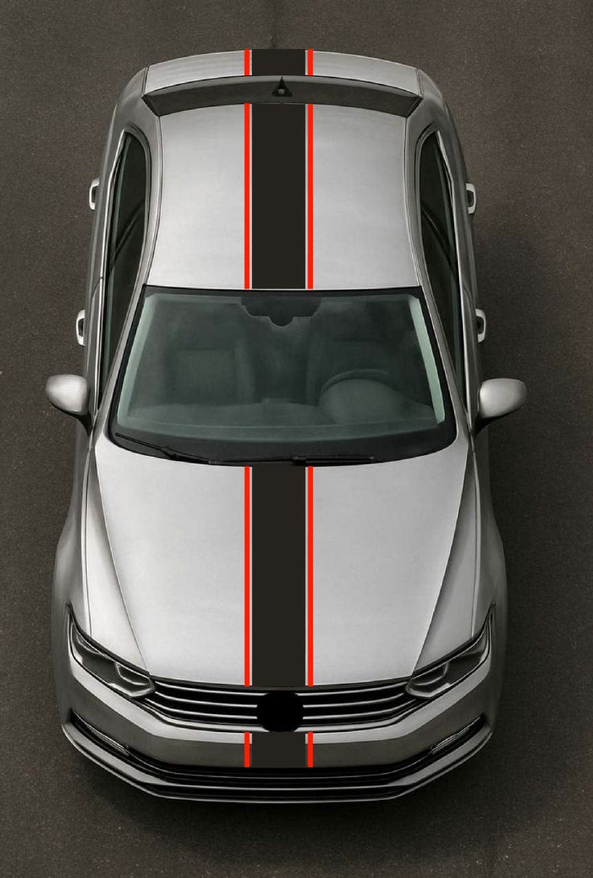 Premium Vinyl Sticker Compatible With VW PASSAT Hood Roof Trunk Design 