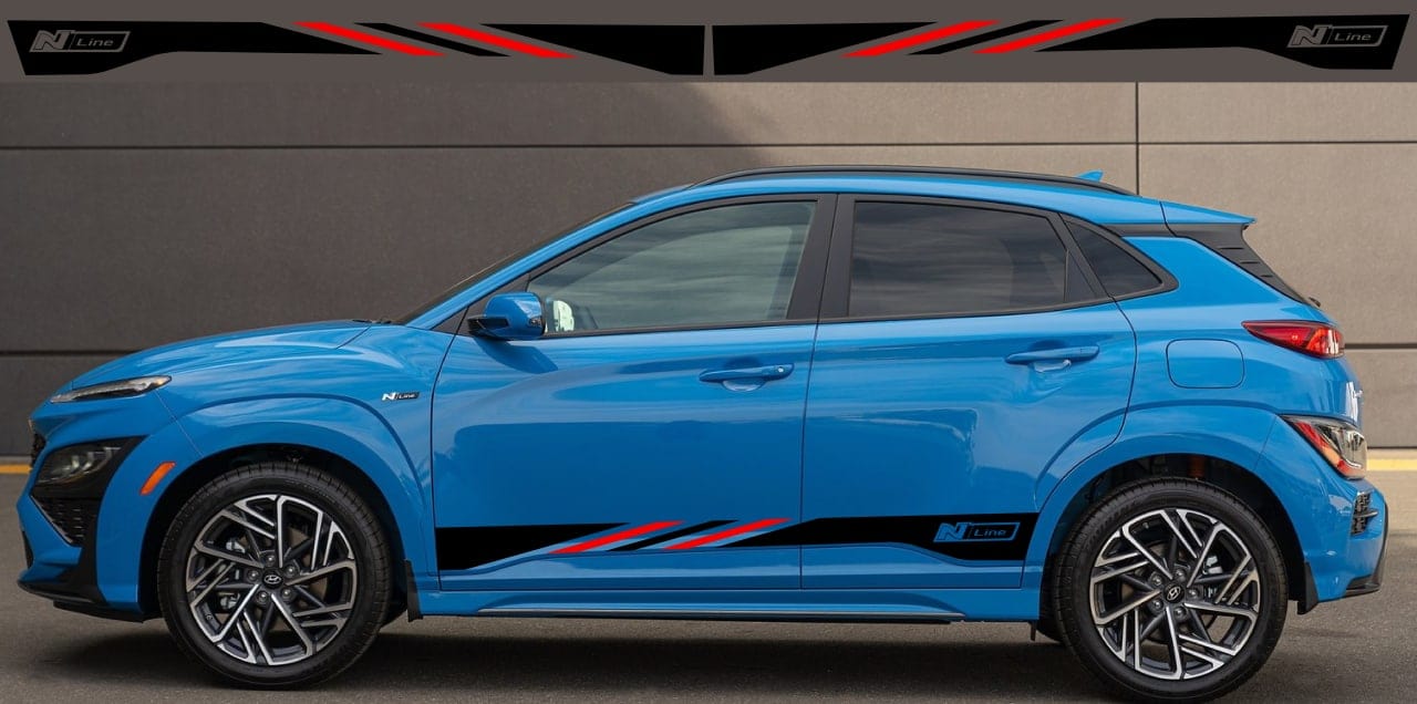 Premium Sticker Compatible with Hyundai Kona Decal Vinyl Side Door New Stripes