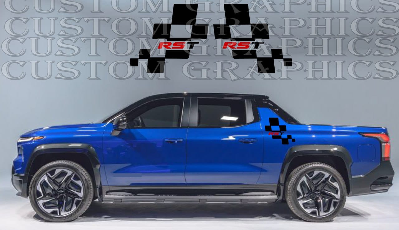 Vinyl Sticker Compatible With Chevrolet Silverado EV RST Rear New Design
