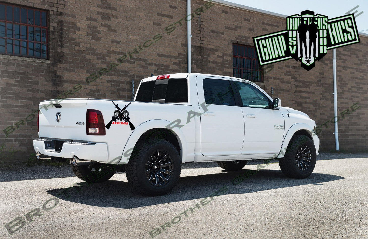 2 Color Decal With M-16 Graphics For Dodge Ram