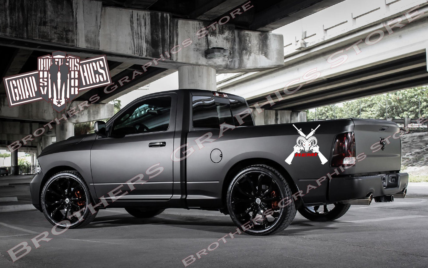 2 Color Decal With M-16 Graphics For Dodge Ram