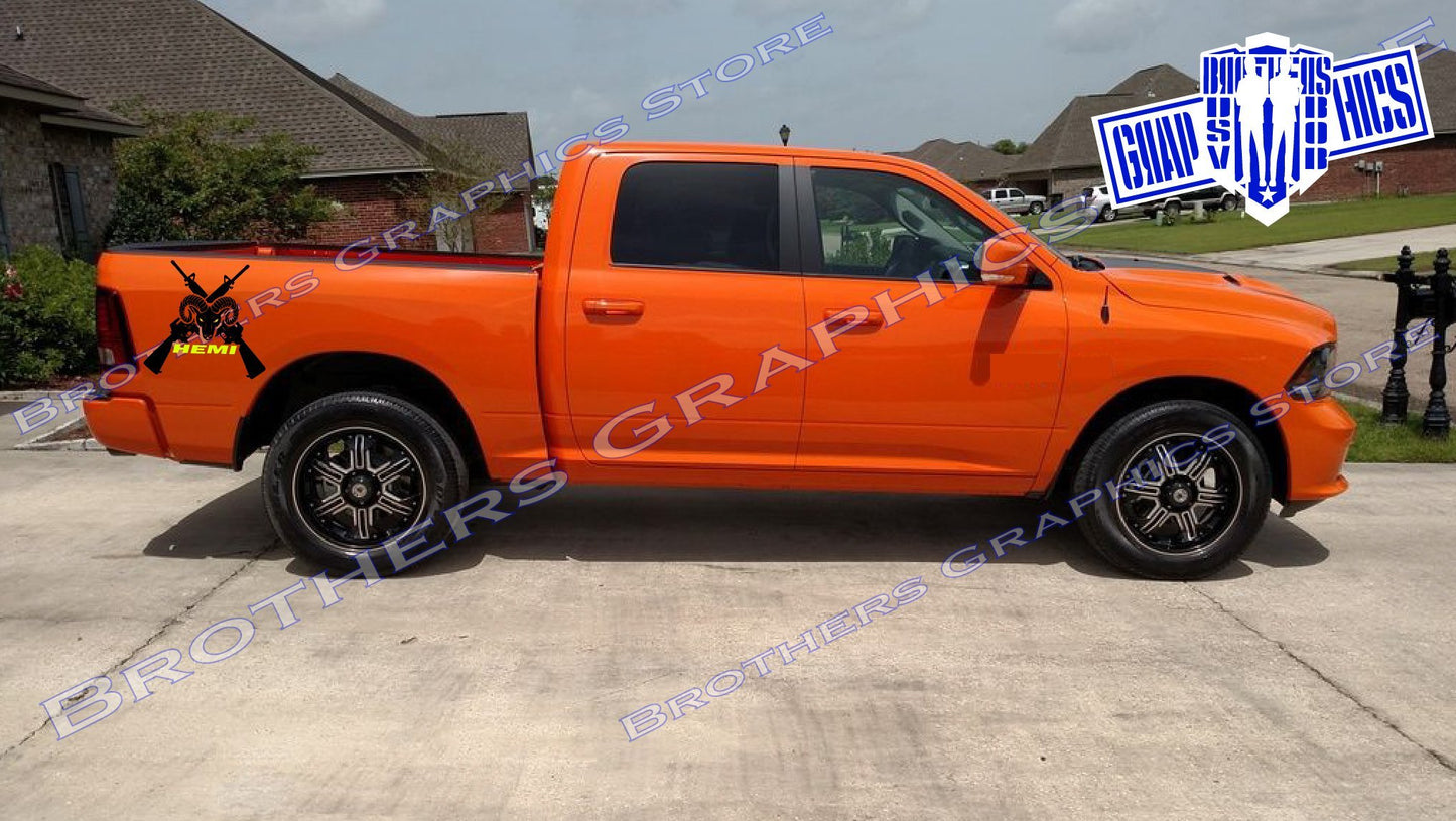 2 Color Decal With M-16 Graphics For Dodge Ram