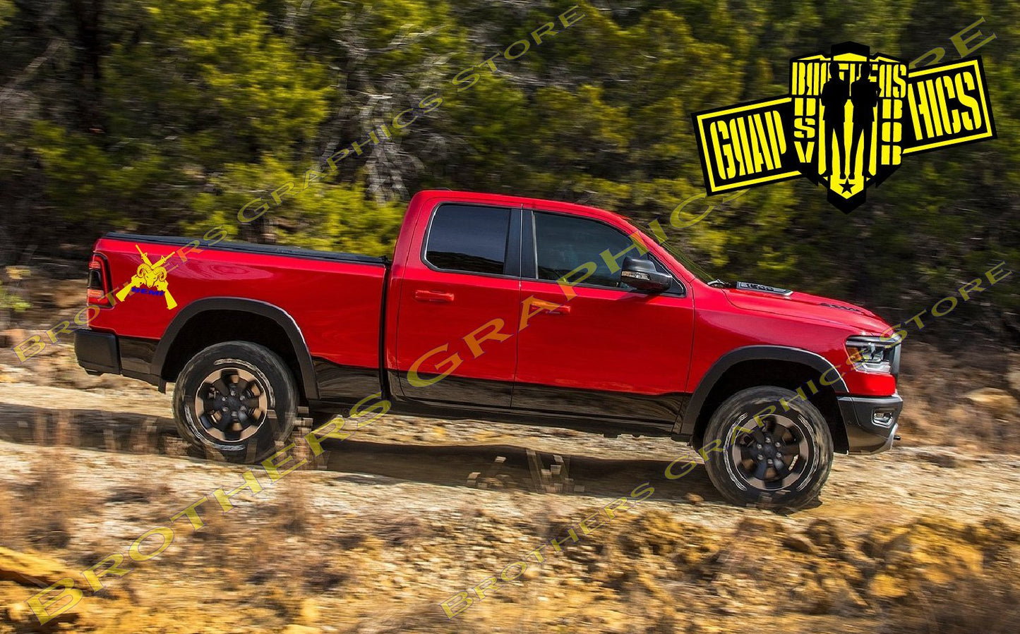2 Color Decal With M-16 Graphics For Dodge Ram