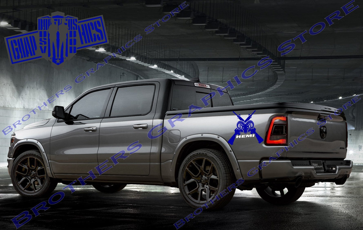 2 Color Decal With M-16 Graphics For Dodge Ram