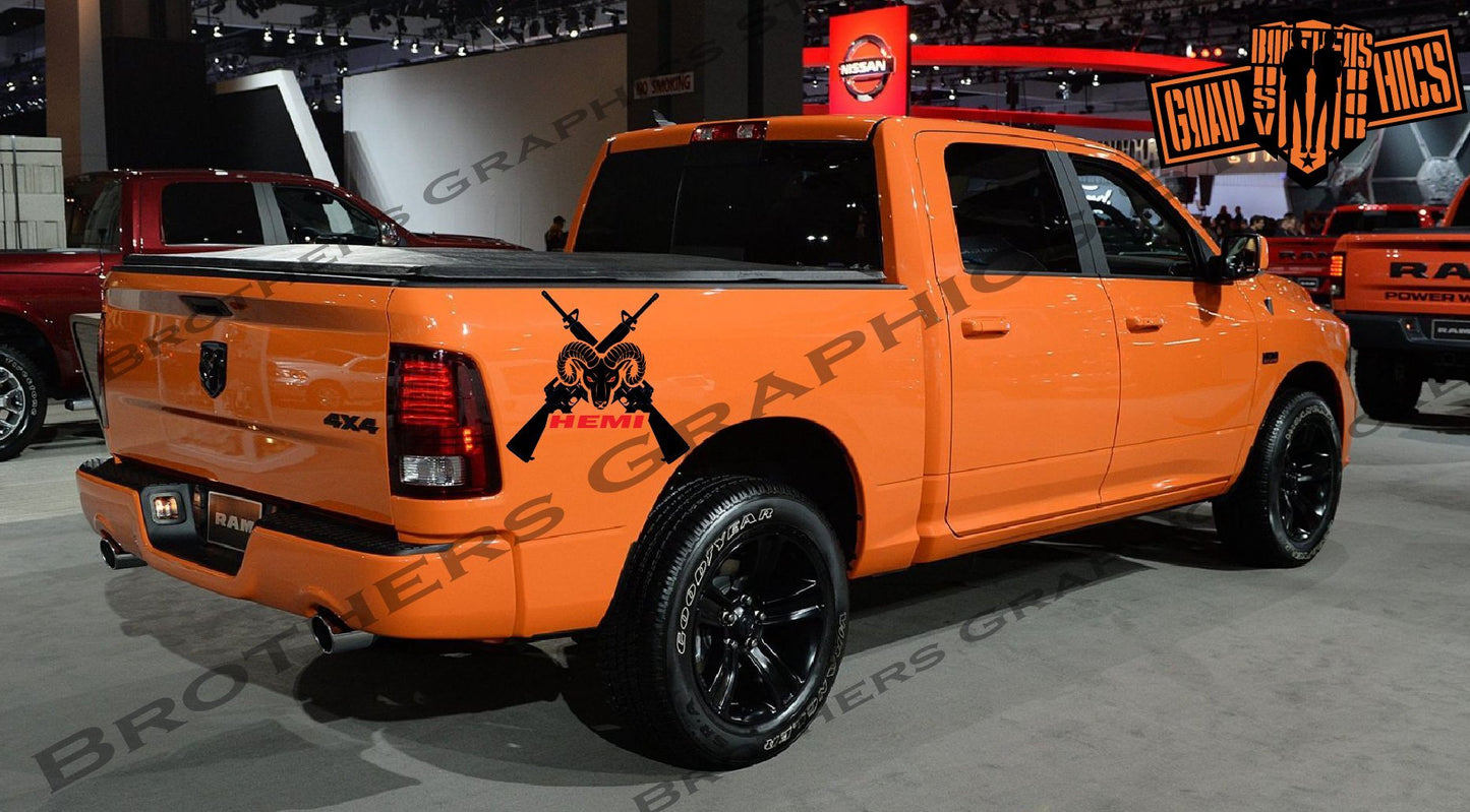 2 Color Decal With M-16 Graphics For Dodge Ram