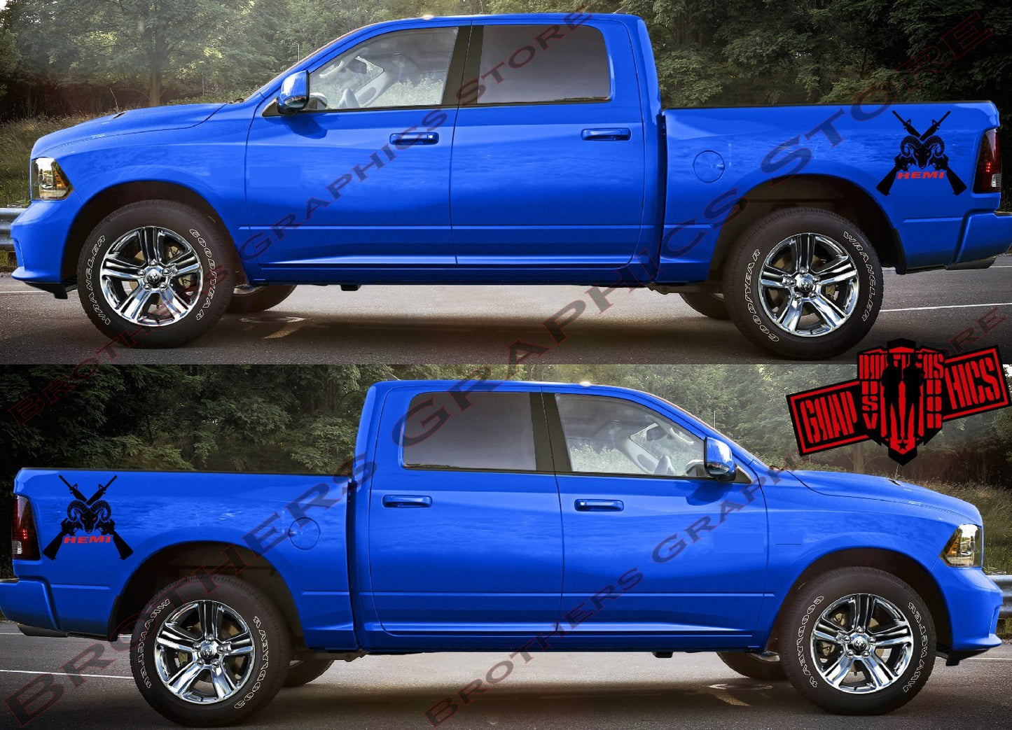 2 Color Decal With M-16 Graphics For Dodge Ram