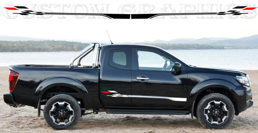 Vinyl Graphics 2 Color Finish Line Design Vinyl Stripes Compatible With Nissan Navara 2002-2022