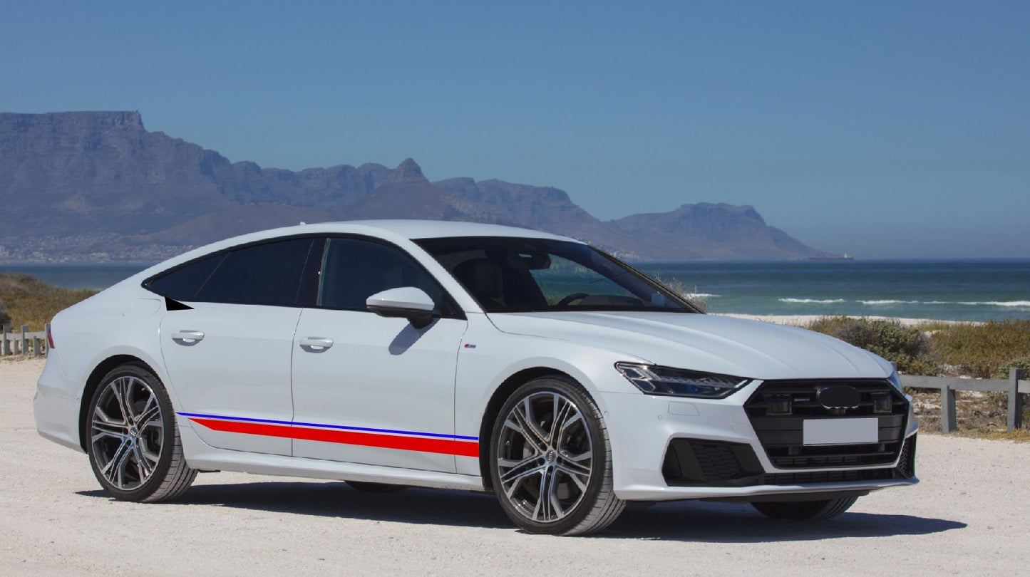 2x color Decal Sticker Vinyl Side Racing Stripes for AUDI A7