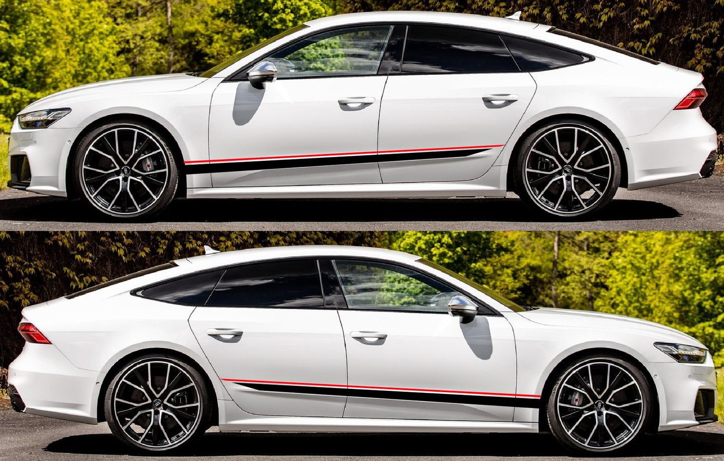 2x color Decal Sticker Vinyl Side Racing Stripes for AUDI A7