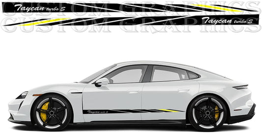 Vinyl Graphics 2x Color Figure Design Vinyl Sticker Compatible With Porsche Taycan Turbo S Cross_Turismo 2022