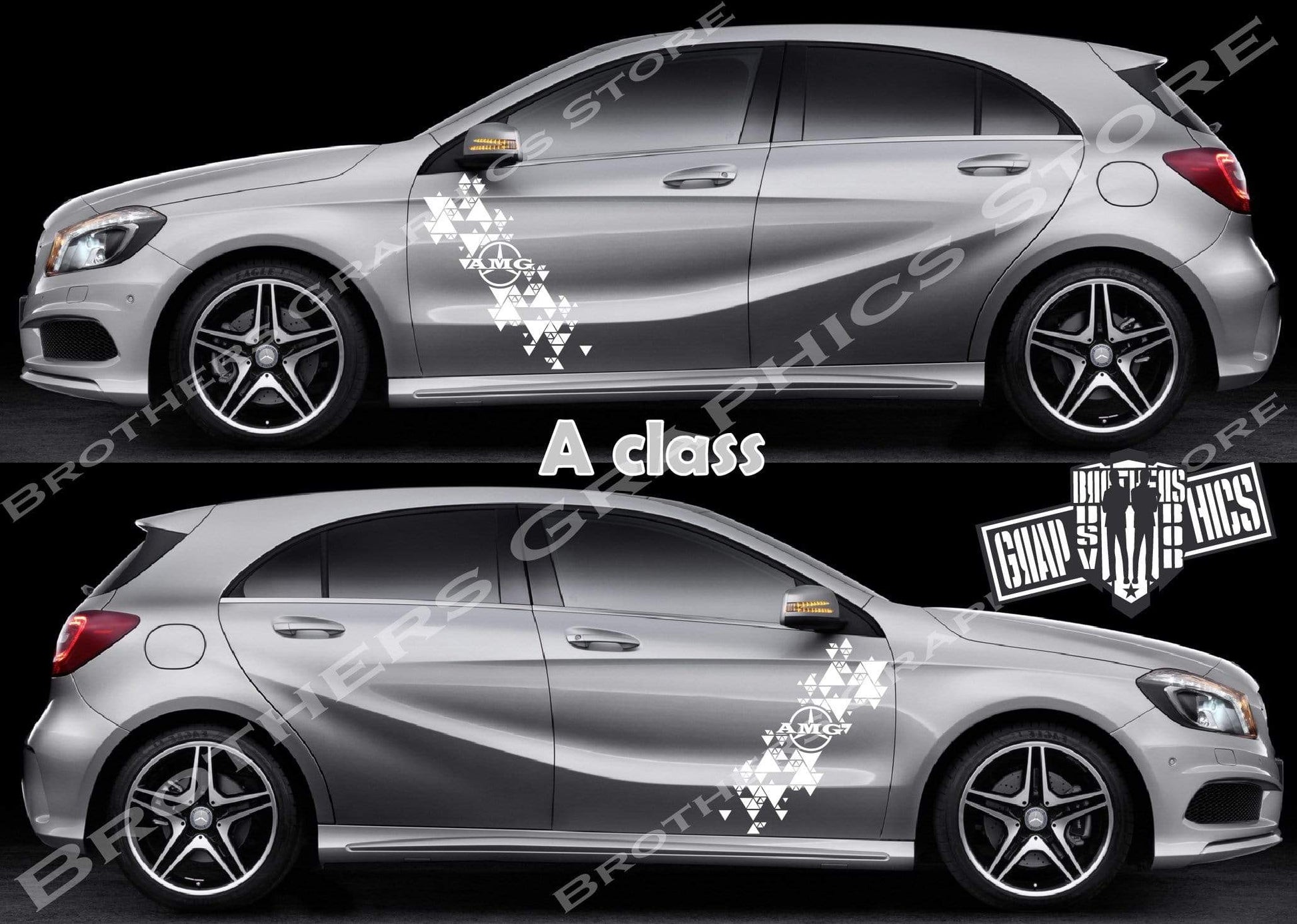 2x Decal Sticker Vinyl Racing Stripes for Mercedes-Benz A-CLASS - Brothers-Graphics
