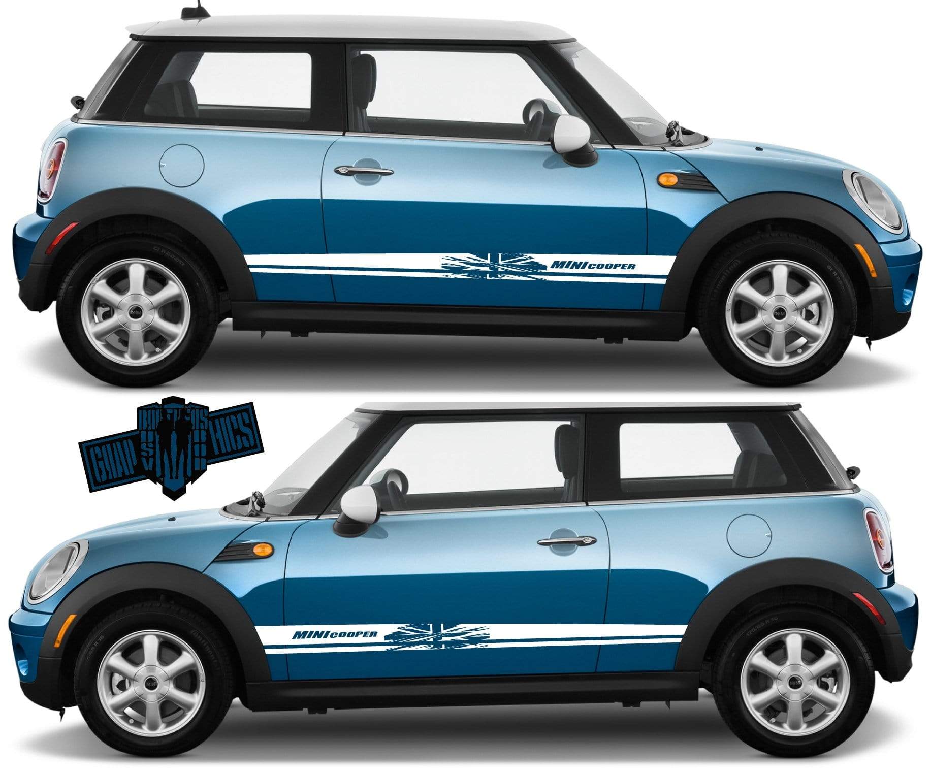 2x Decal Sticker Vinyl Side Racing Stripes for Mini Cooper Clubman John Cooper Countryman - Brothers-Graphics