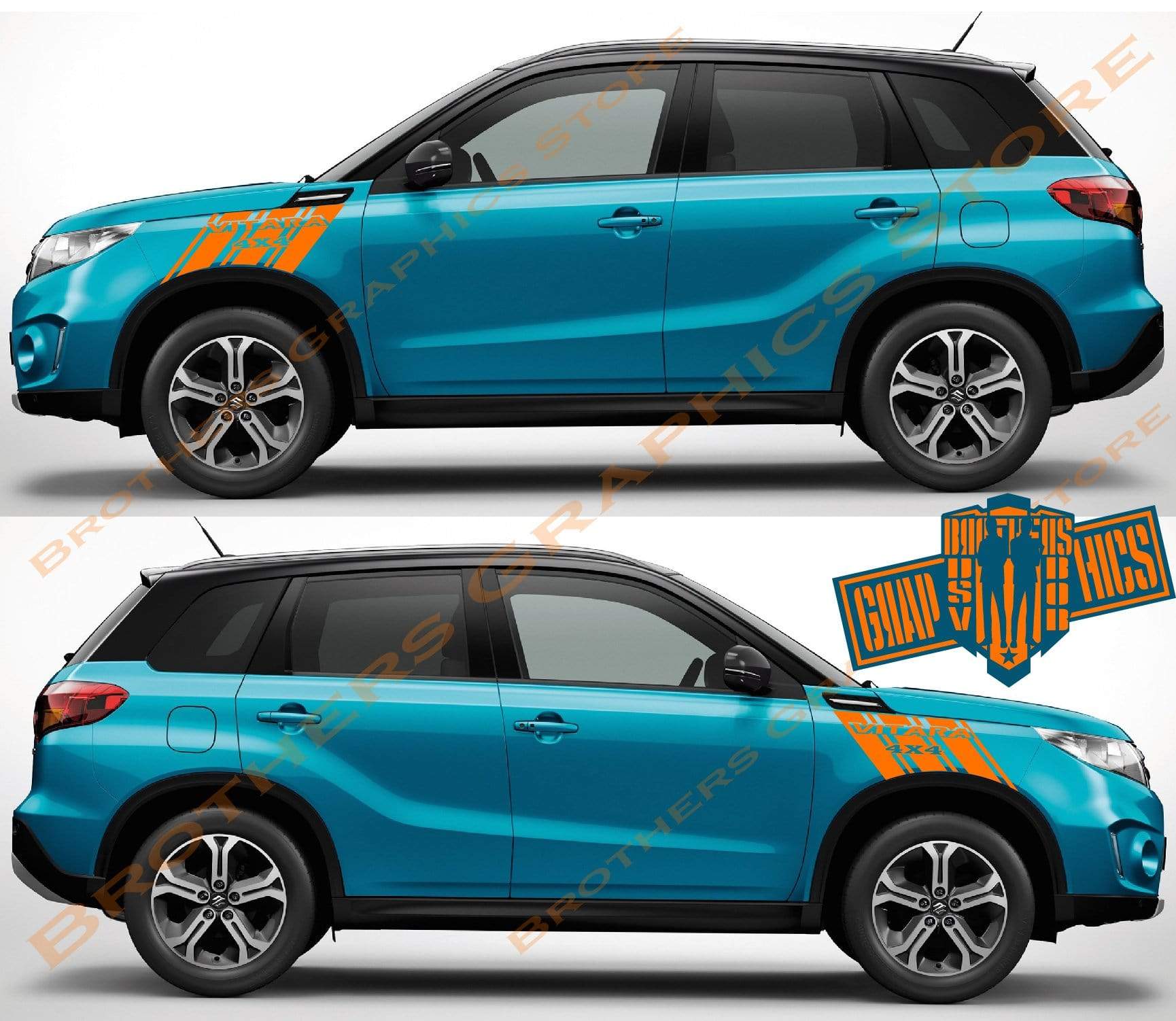 Custom Racing Line Stickers Car Side Vinyl Stripes For Suzuki Vitara - Brothers-Graphics