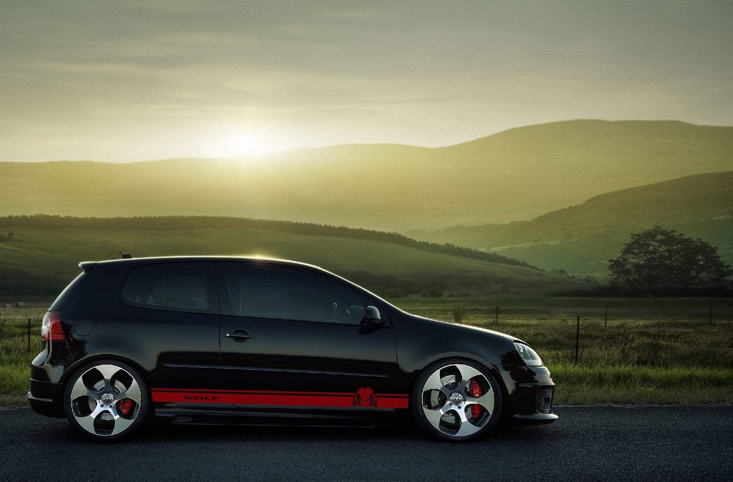Decal Graphic Sticker Door Sport Stripe Kit Compatible with VW Golf