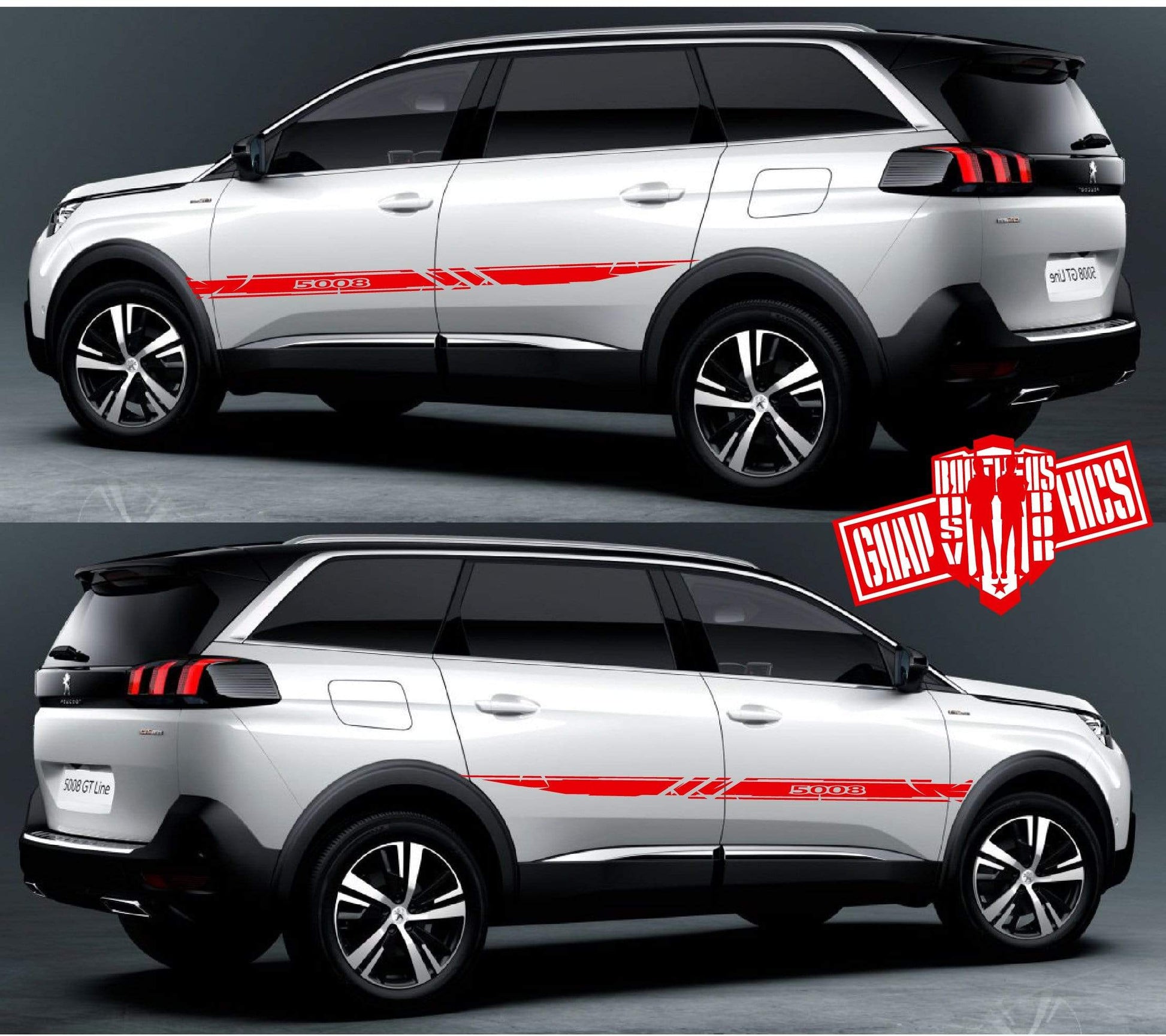 Decal Sticker Vinyl Side Racing Stripes for Peugeot 5008 - Brothers-Graphics