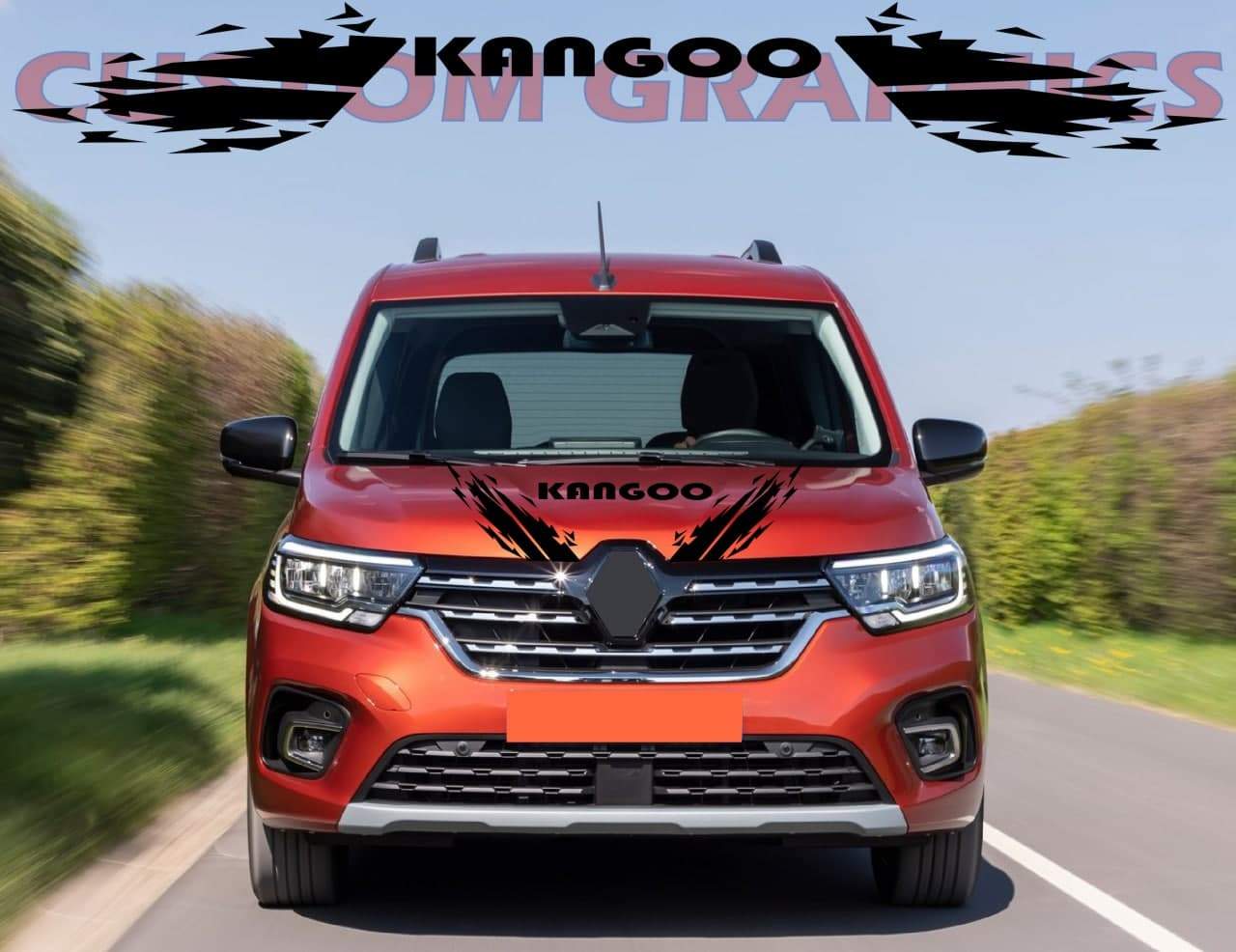 Vinyl Graphics Hood Flame Design Graphic Racing Stripes Compatible with Renault Kangoo