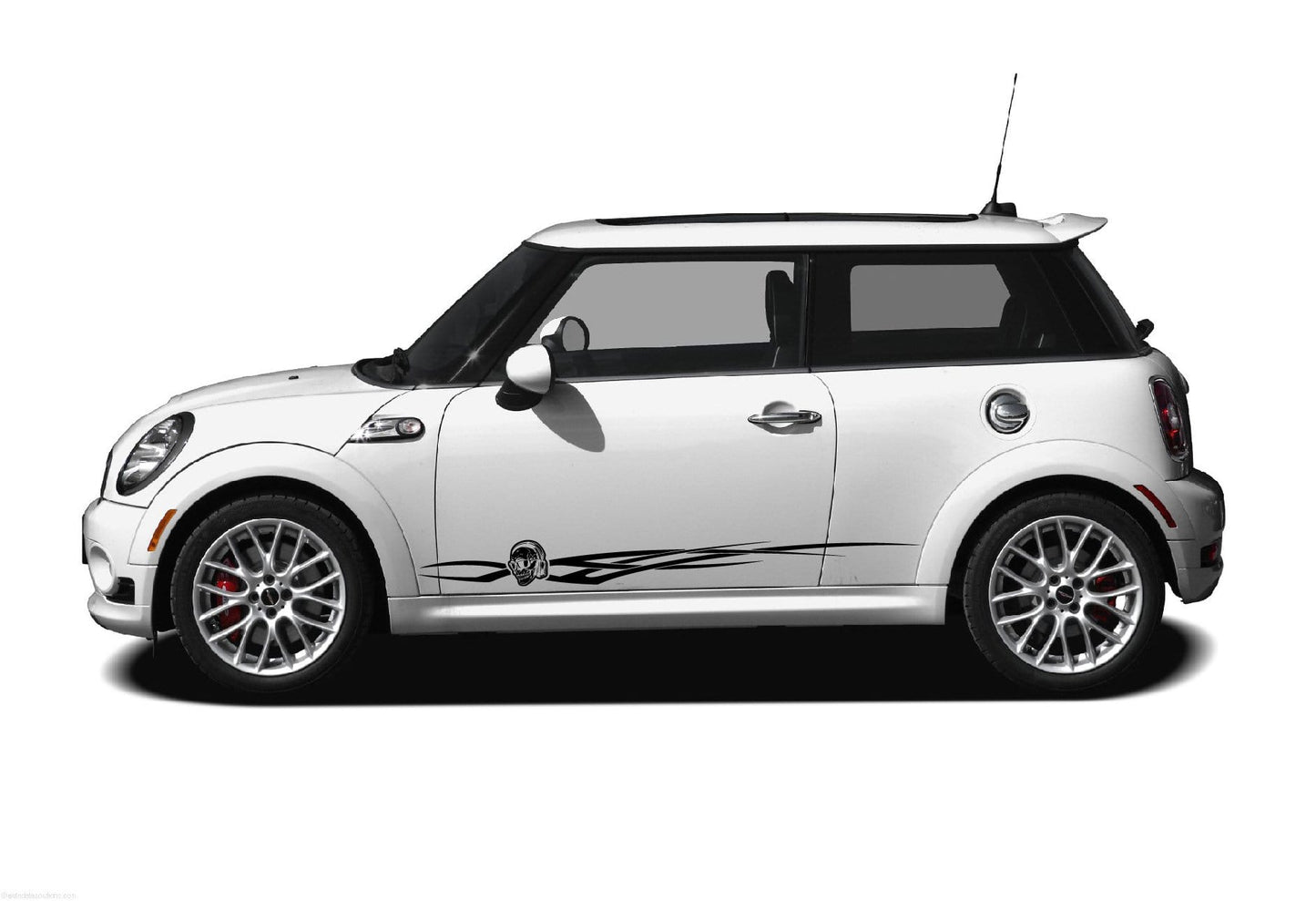 Premium Quality Vinyl Sticker fit Mini Cooper Skull Tribal line Design Automotive decals