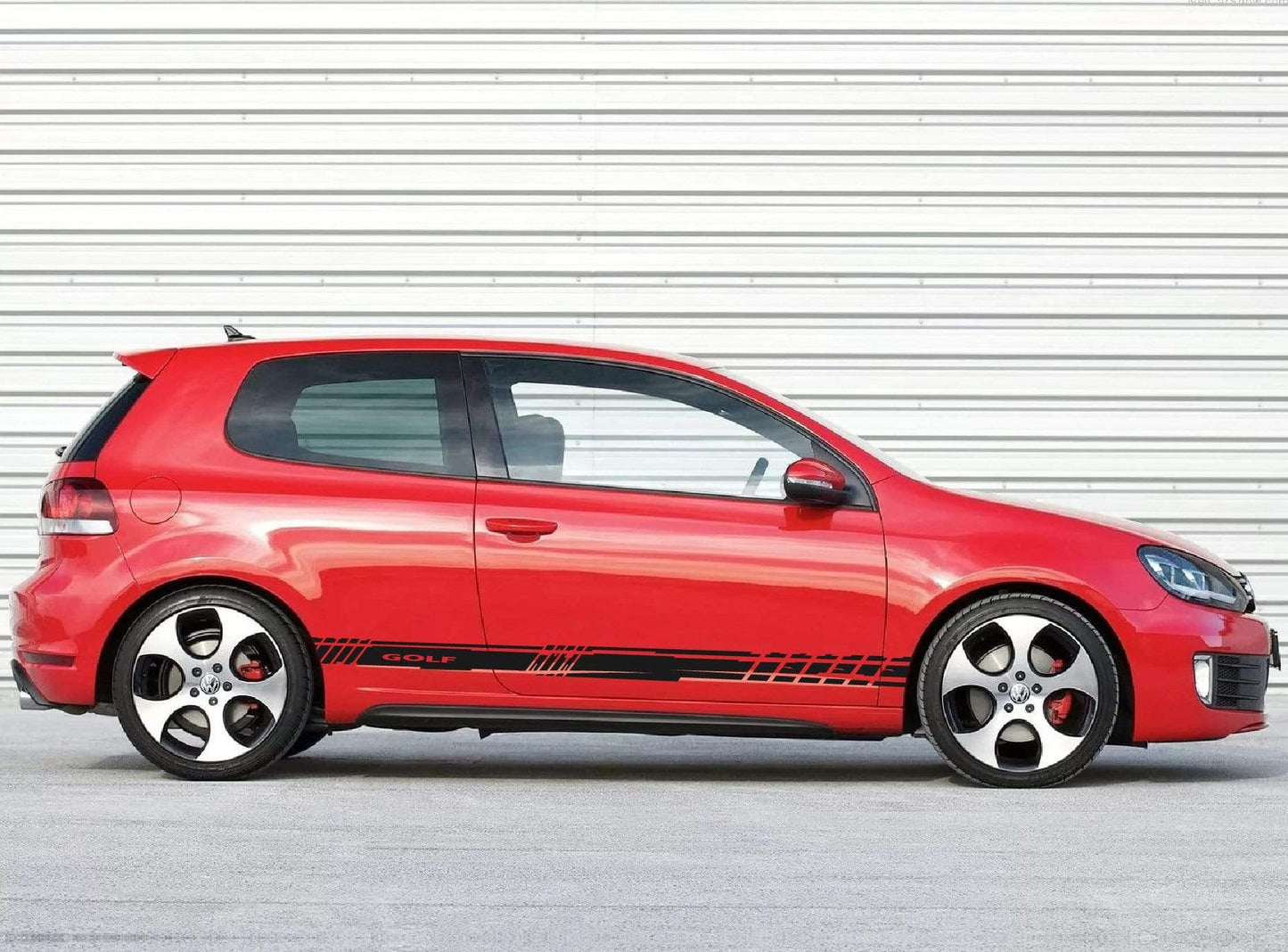 Set of Racing Side Stripes Decal Sticker Graphic Compatible with VW Golf