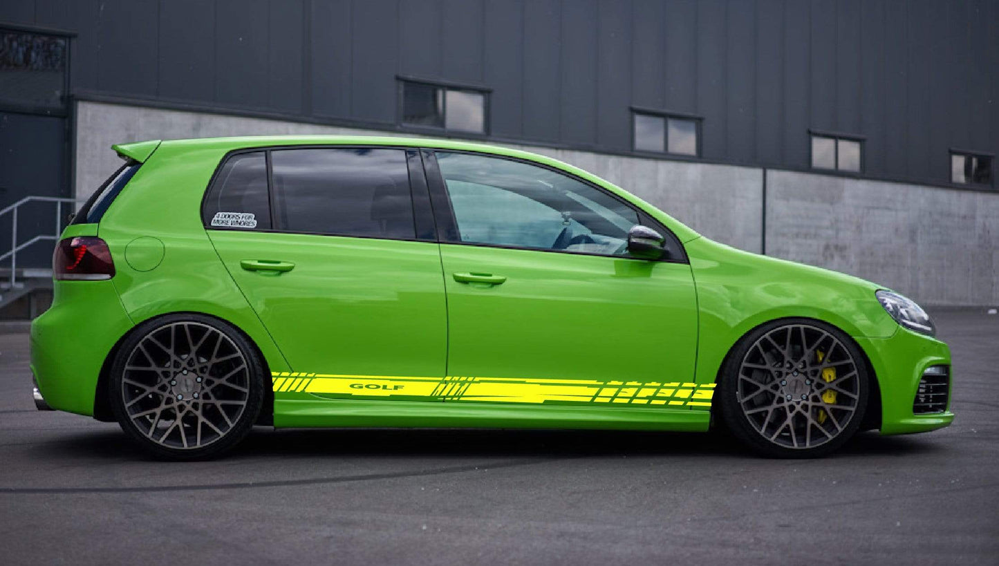 Set of Racing Side Stripes Decal Sticker Graphic Compatible with VW Golf