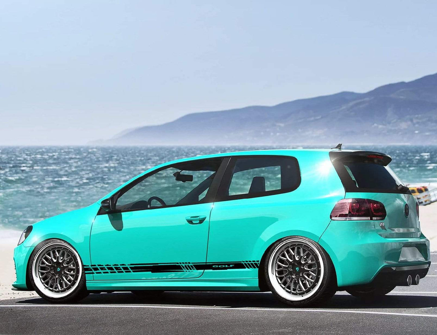 Set of Racing Side Stripes Decal Sticker Graphic Compatible with VW Golf