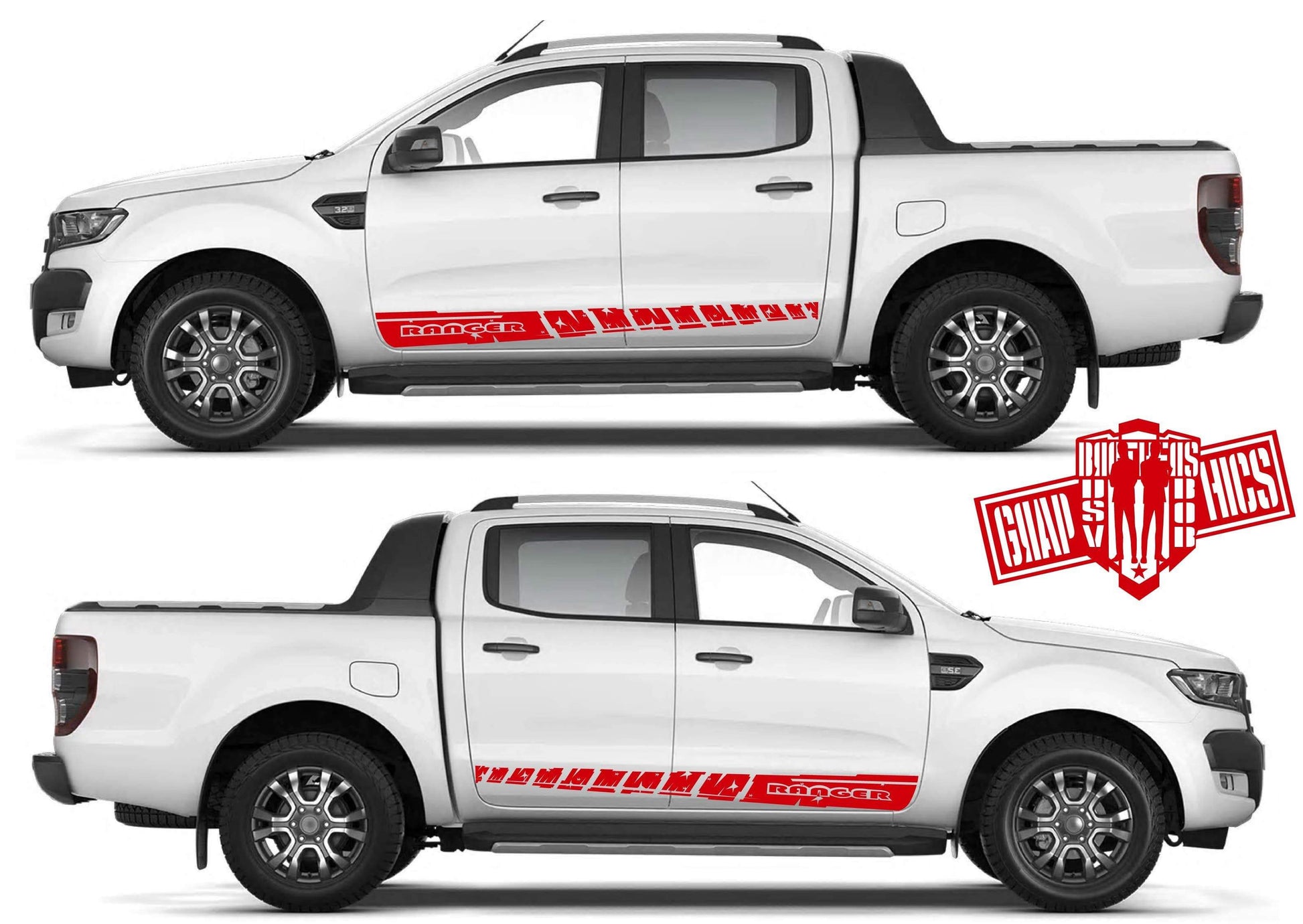 Side Door Stripe Custom kit Stickers Set Kit For Ford Ranger - Brothers-Graphics