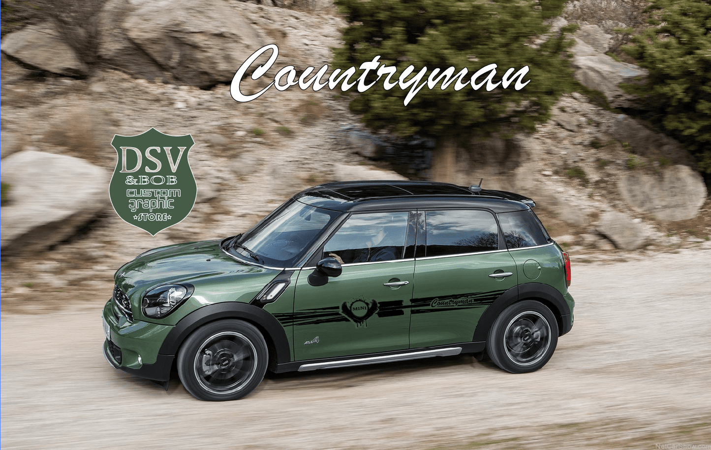 Side Stripe Decal Graphic Sticker Compatible with Mini Cooper, Clubman, John Cooper, Countryman