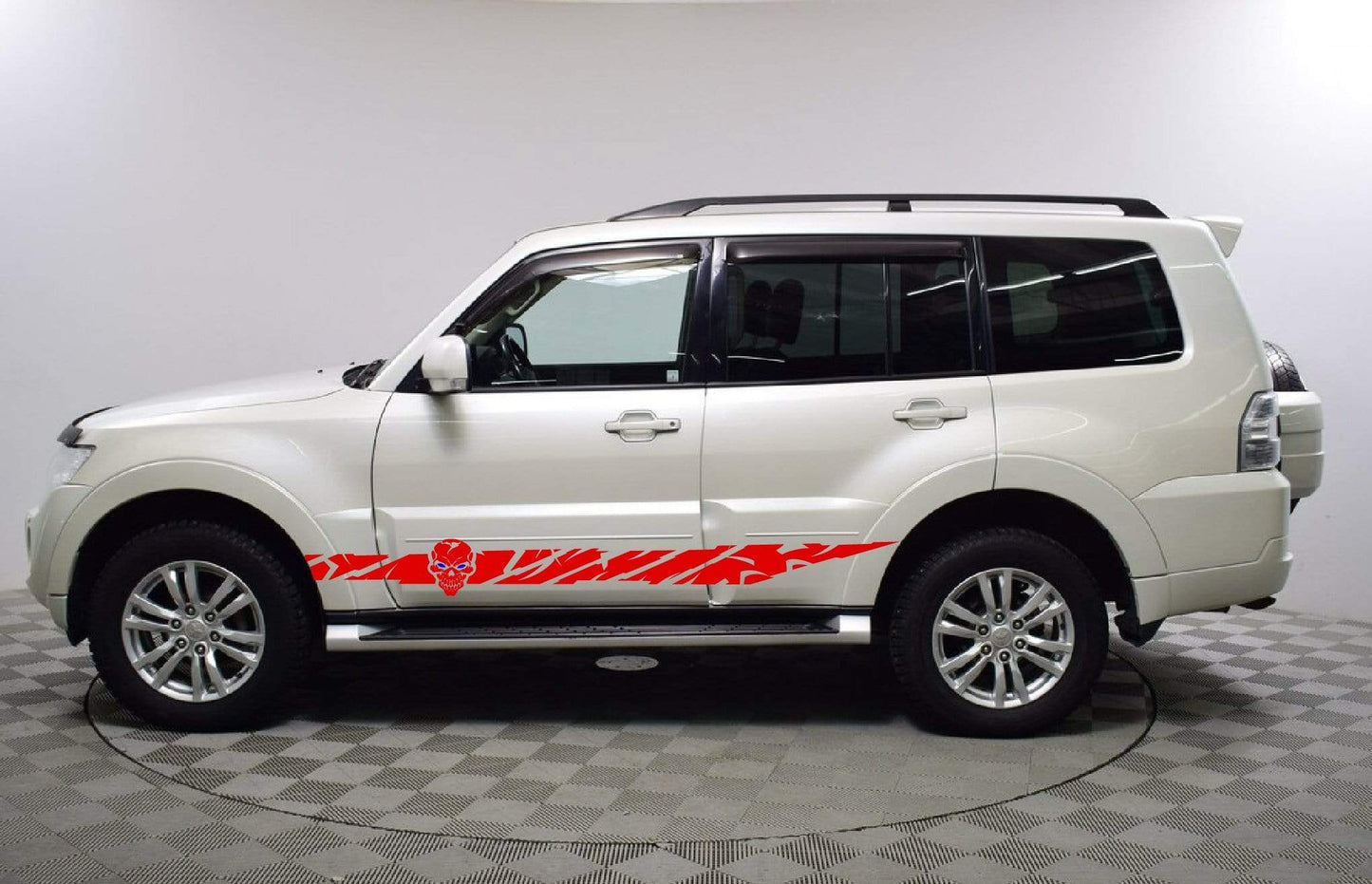 Premium Quality Stickers Compatible with Mitsubishi Pajero Skull Line Design Decorative decals