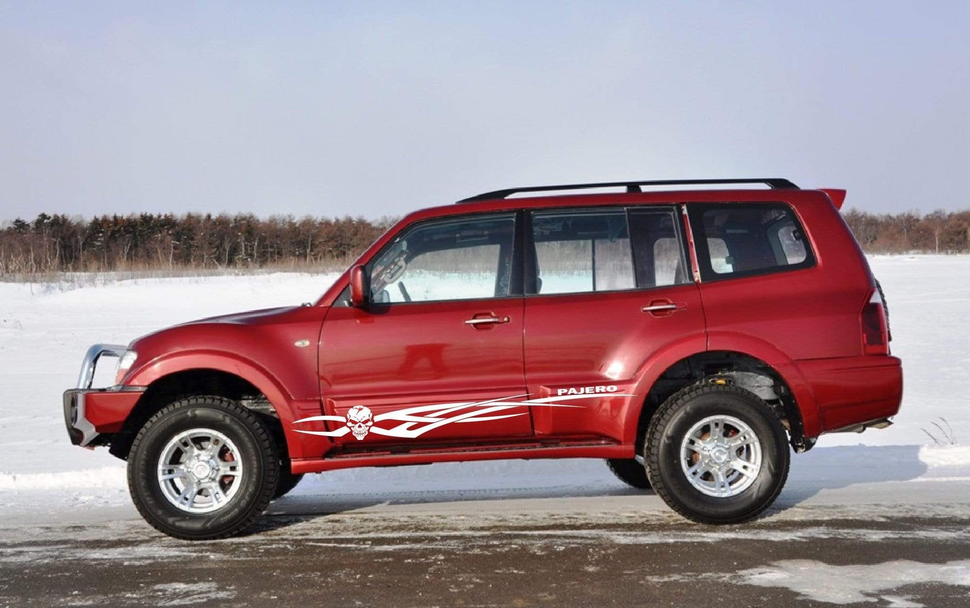 Premium Quality Stickers Compatible with Mitsubishi Pajero Skull Tribal Design Decorative decals