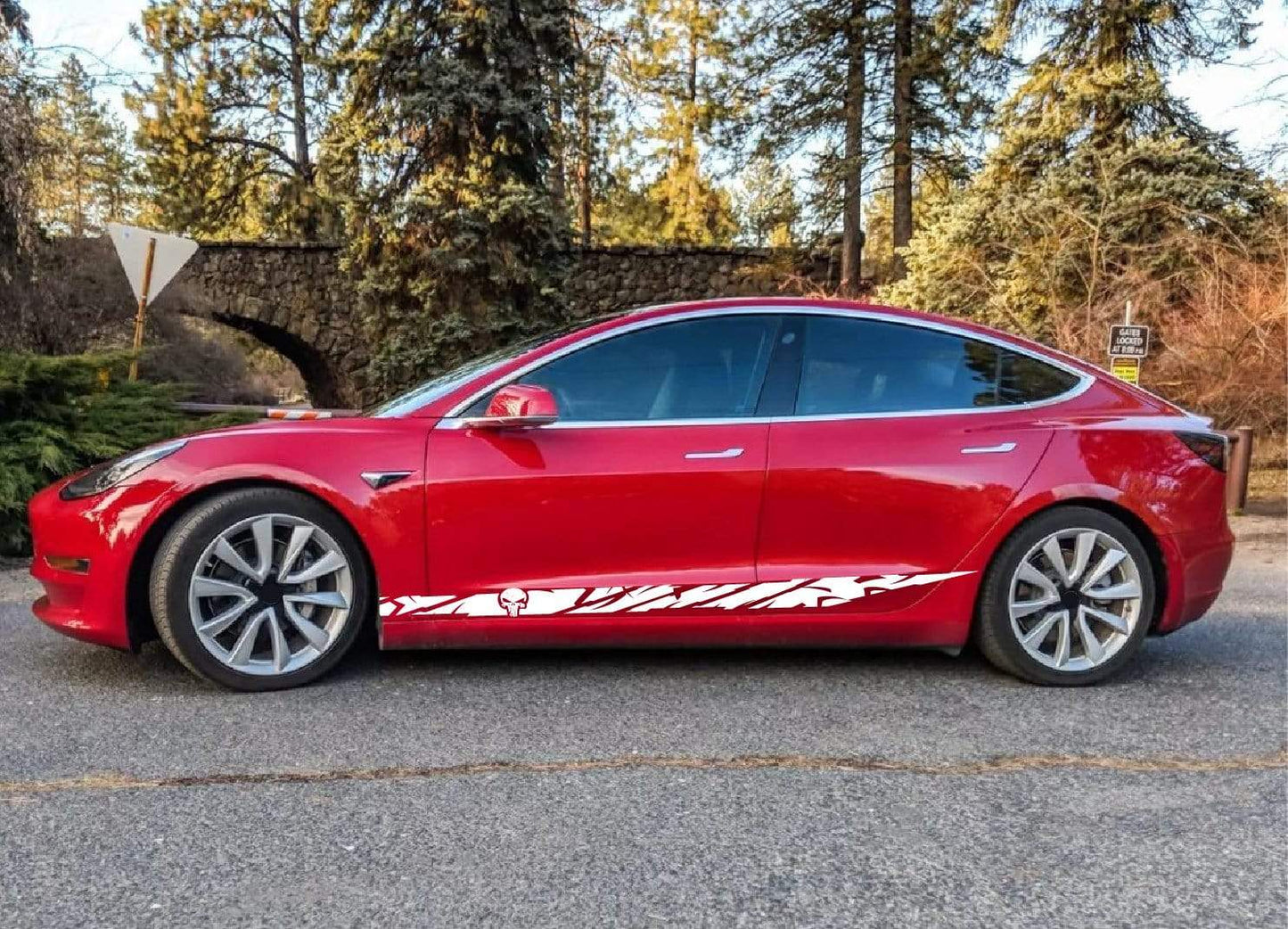 Premium Stickers Compatible with Tesla 3 | Tesla X Stickers | Tesla Y Stickers Tesla S Skull Design