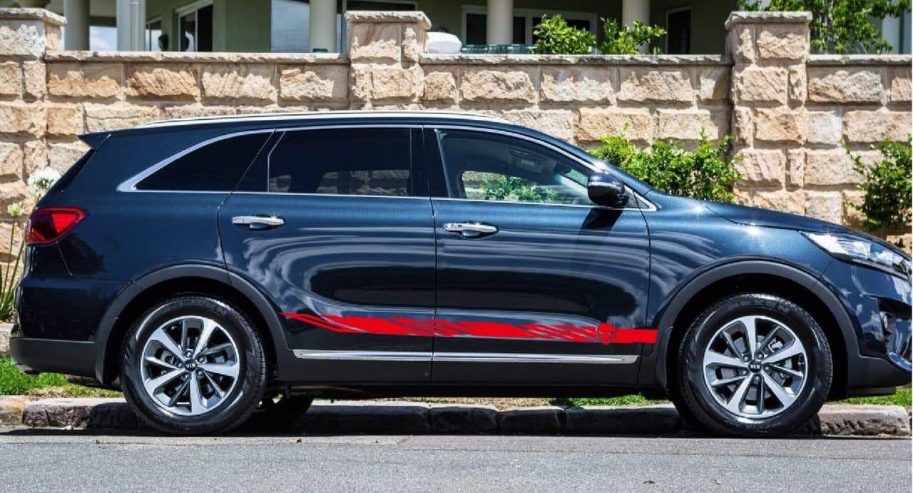 Vinyl Graphics Skull Line design Decal Sticker Vinyl Side Racing Stripes Compatible with Kia Sorento