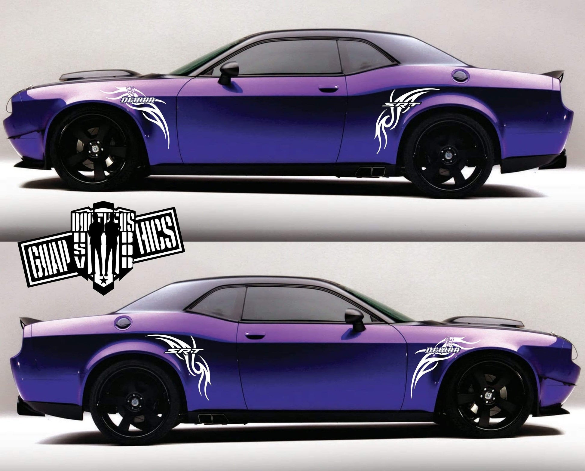 Sport Sticker Decal Side Door Stripes for Dodge Challenger SRT - Brothers-Graphics