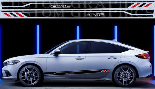 Vinyl Graphics Sticker Compatible with Honda Civic, 2 color New Design