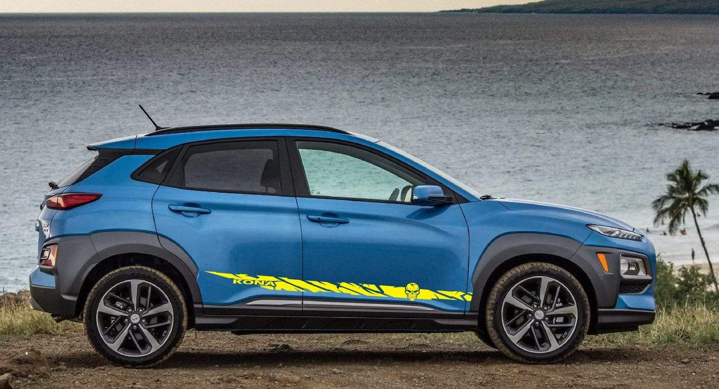 Premium Vinyl Sticker Compatible with Hyundai Kona New Skull Line design
