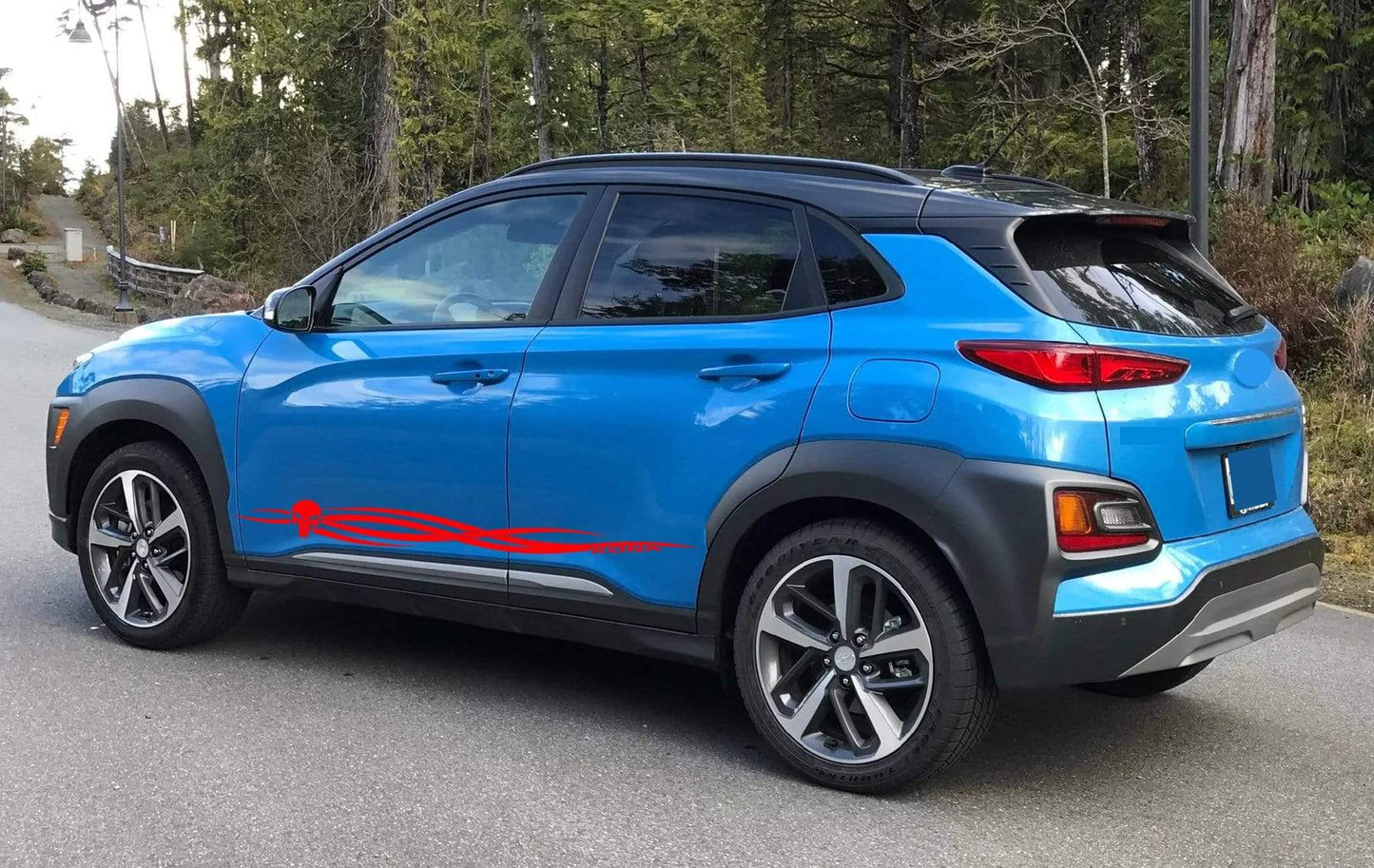 Premium Vinyl Sticker Compatible with Hyundai Kona New Tribal Skull design